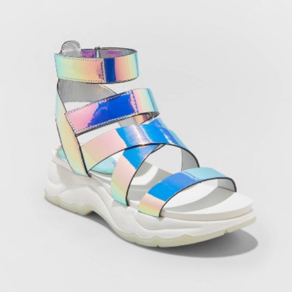 Holographic Gladiator Sandals